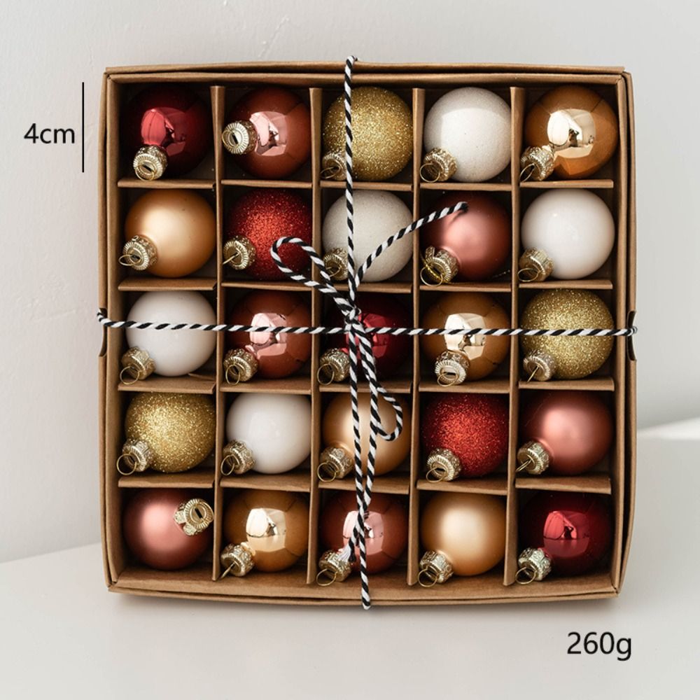 Highball Glass Set - 25個入り 耐久性のあるガラス製クリスマスボールセット ピンク レッド ゴールド 吊り下げ式クリスマスオーナメントボール