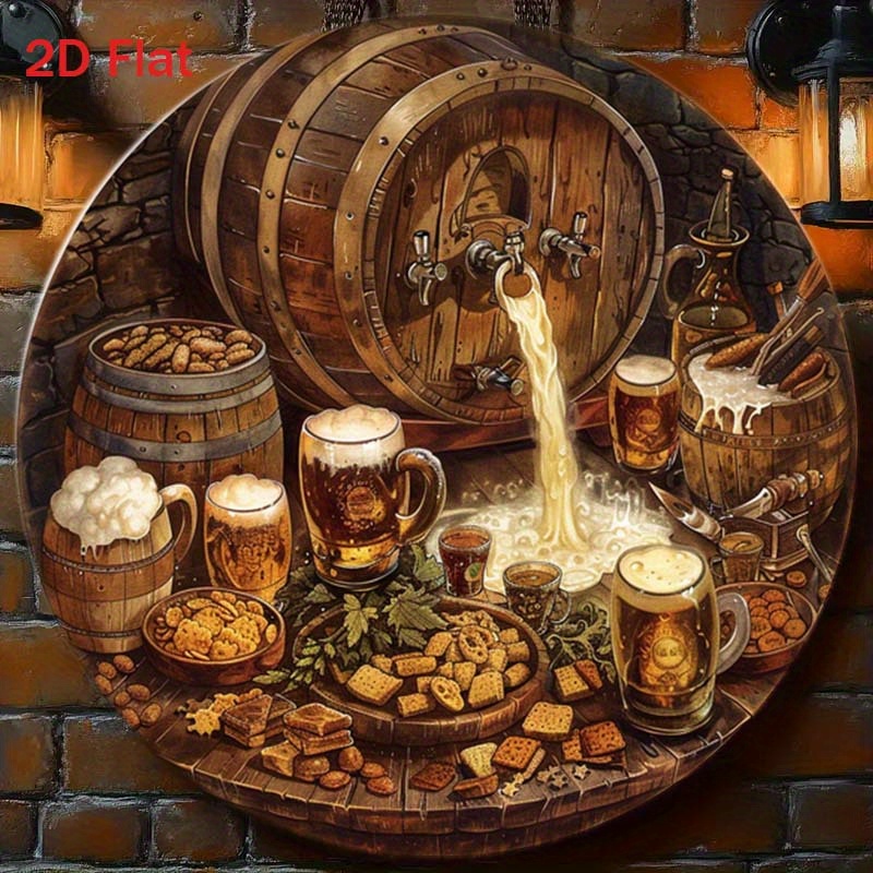 Home Bar Cafe - 1個入り 丸型 2D フラットアルミサイン 室内/屋外壁飾り 自宅/バー/カフェ/ガレージ/庭/ハロウィン/クリスマス用