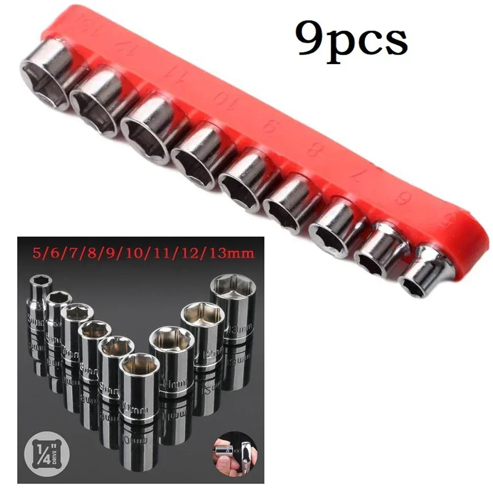 Home Bar Supplies - 六角レンチタイプソケット,レンチアダプター,スリーブベース,5〜13mmドライブ,9個,1/4