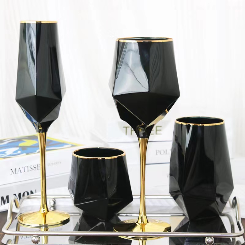 Highball Glass Set - 23オンス ブラック ブラインドテイスティング プノンペン ポリゴン シャンパン