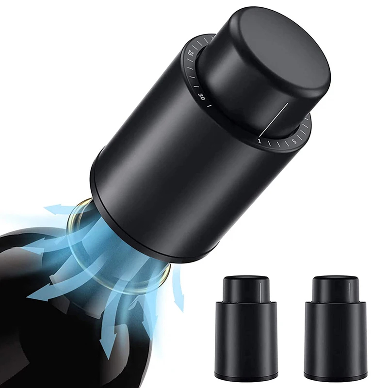 Wine Preservation Pump - 真空ワインボトルストッパー 密閉保存 真空メモリーワインストッパー プッシュ式 バーツール バーウェア