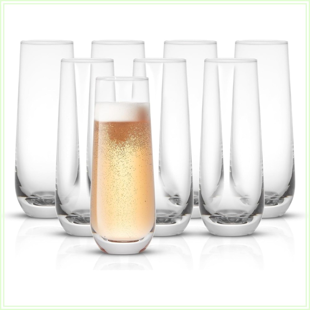 ステムレスシャンパンフルート8個セット、9.5オンスクリスタ - Highball Glass Set のレビューと価格