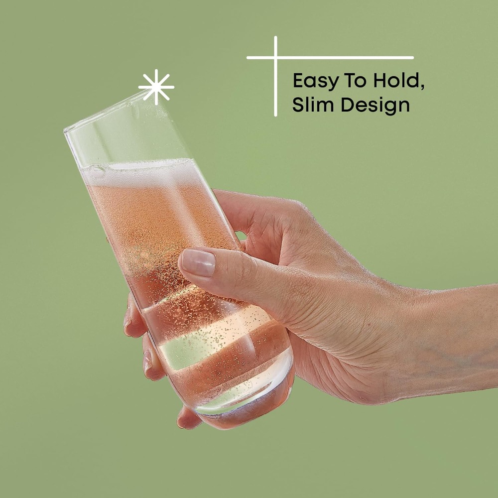 ステムレスシャンパンフルート8個セット、9.5オンスクリスタ - Highball Glass Set のレビューと価格