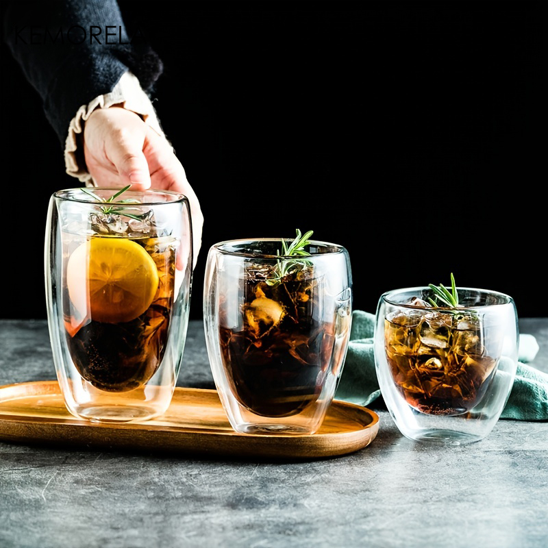 二重壁の耐熱ガラスカップ,牛乳,ウイスキー,お茶,ビール,エ - Highball Glass Set のレビューと価格